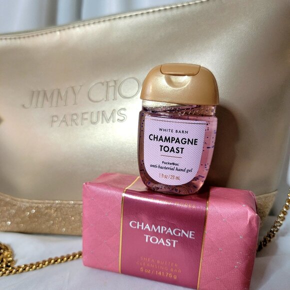 Jimmy Choo Parfums Gold Cosmetic Bag/Crossbody + Champagne Toast Set – 3fer, NWT - Picture 2 of 9